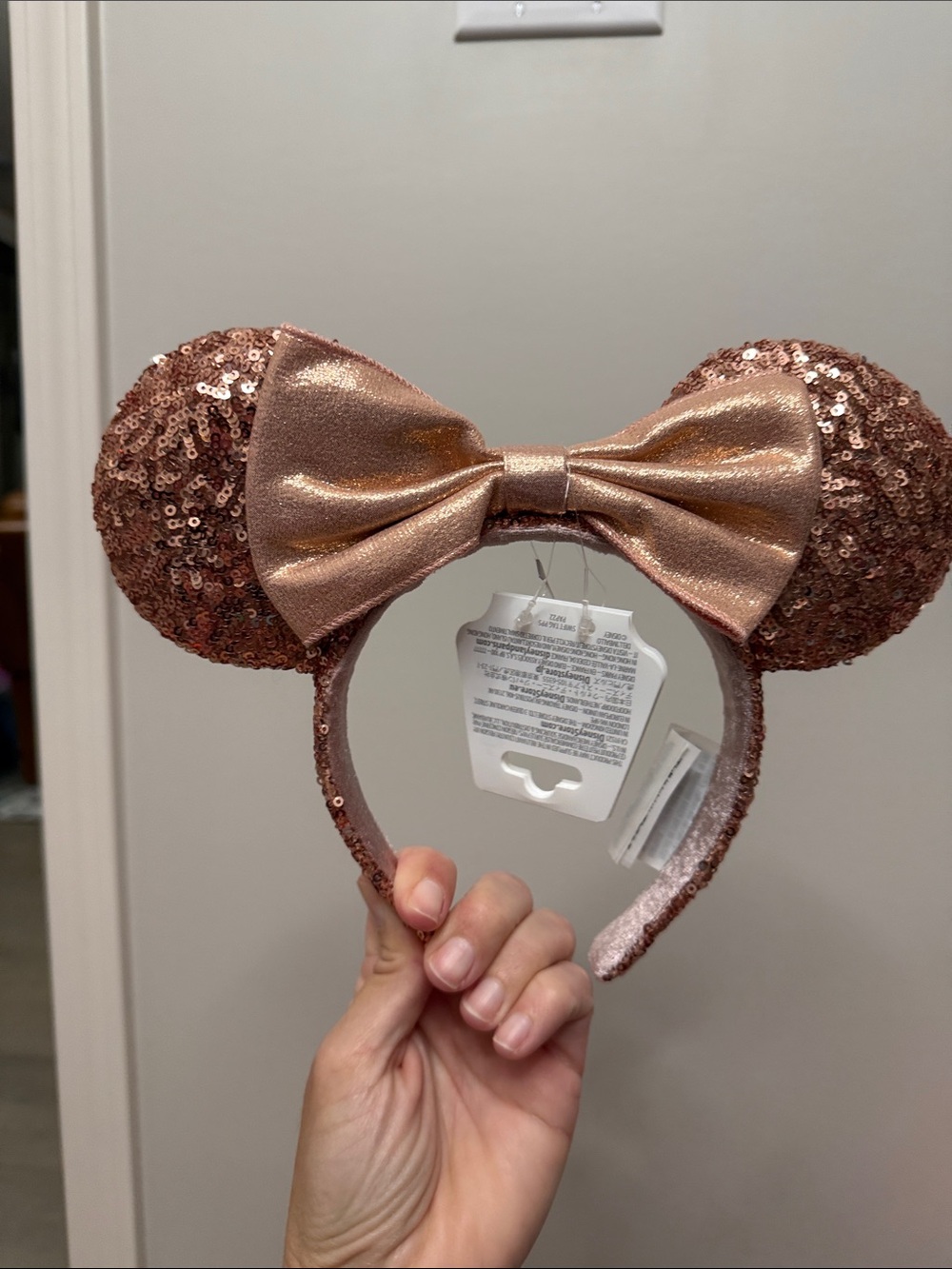 Disney Rose Gold Sequin Mouse Ear Headband